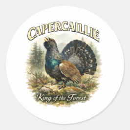 Majestueuze Auerhoen Waterkleur Illustratie Ronde Sticker
