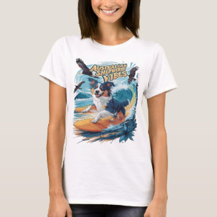 Majestueuze Australische Herder Hond Surfen op de  T-shirt