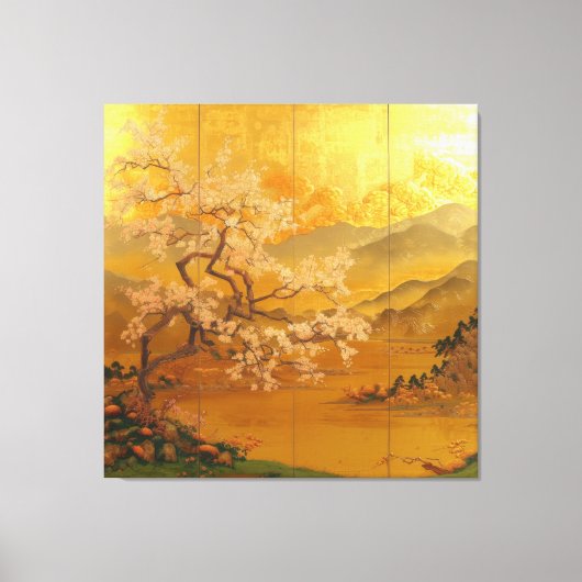 Majestueuze Aziatische geïnspireerde Gouden Dagera Canvas Afdruk (Voorkant)