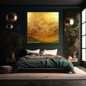 Majestueuze Aziatische geïnspireerde Gouden Dagera Canvas Afdruk