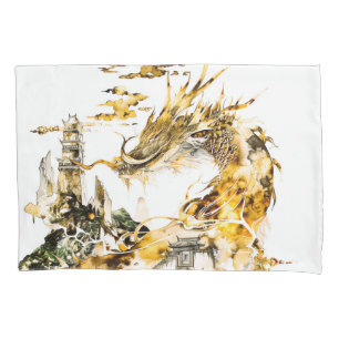 Majestueuze Aziatische Mythologie Draak Tempel Fan Kussensloop