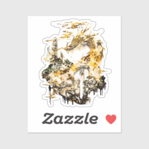 Majestueuze Aziatische Mythologie Draak Tempel Fan Sticker