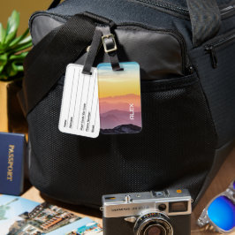 Majestueuze Aziatische zonsondergang - Levendige k Bagagelabel