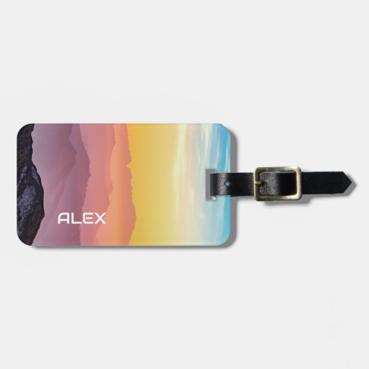 Majestueuze Aziatische zonsondergang - Levendige k Bagagelabel (Voorkant horizontaal)