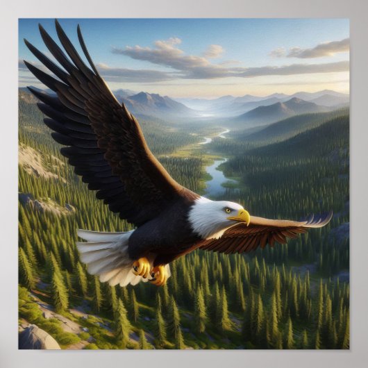 Majestueuze Bald Eagle in de ongerepte wildernis Poster (Voorkant)