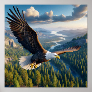 Majestueuze Bald Eagle in de ongerepte wildernis Poster