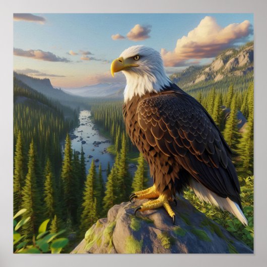 Majestueuze Bald Eagle in de ongerepte wildernis Poster (Voorkant)