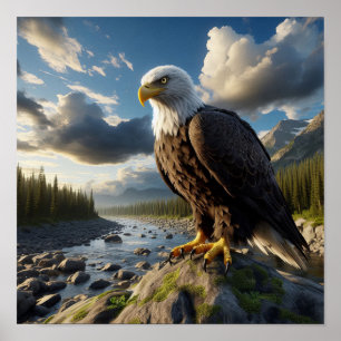 Majestueuze Bald Eagle in de ongerepte wildernis Poster