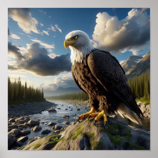 Majestueuze Bald Eagle in de ongerepte wildernis Poster (Voorkant)