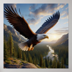 Majestueuze Bald Eagle in de ongerepte wildernis Poster