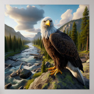 Majestueuze Bald Eagle in de ongerepte wildernis Poster