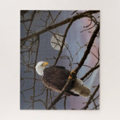 Majestueuze Bald Eagle onder volle maan Legpuzzel (Verticaal)