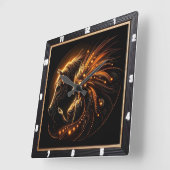 Majestueuze band van vrouw en paard in gloeiende k vierkante klok (Hoek)