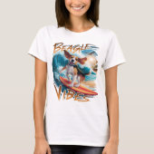 Majestueuze Beagle Hond Surfen de Reuzengolven T-shirt (Voorkant)