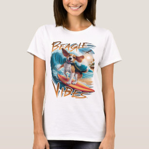 Majestueuze Beagle Hond Surfen de Reuzengolven T-shirt