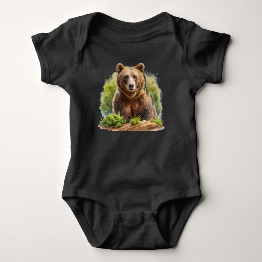 Majestueuze Beer Bodysuit. Romper (Voorkant)