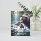 Majestueuze Beer Vang Verjaardagsuitnodiging Briefkaart (Staand voorkant)