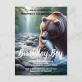 Majestueuze Beer Vang Verjaardagsuitnodiging Briefkaart (Voorkant)