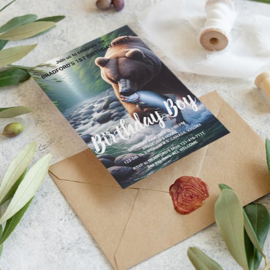 Majestueuze Beer Vang Verjaardagsuitnodiging Briefkaart