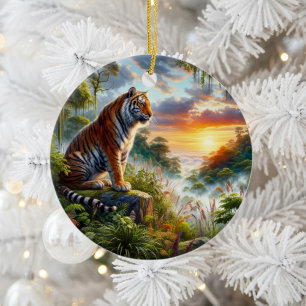 Majestueuze Bengaalse Tijger Aandenken Keramisch Ornament