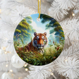 Majestueuze Bengaalse Tijger Aandenken Keramisch Ornament