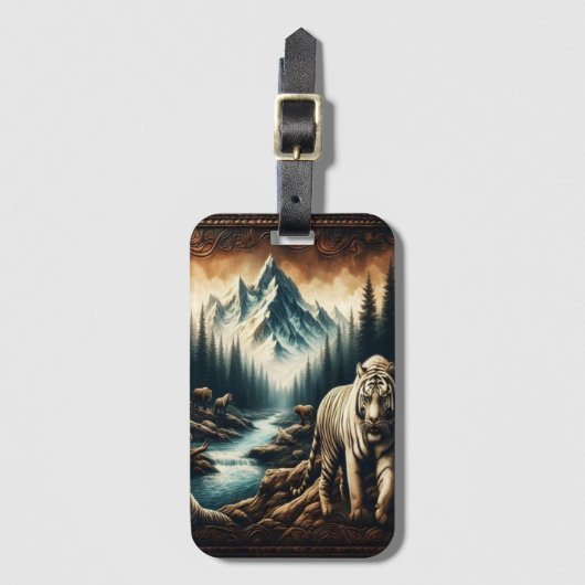 Majestueuze Bengaalse tijger in bergvallei Bagagelabel (Voorkant (verticaal))