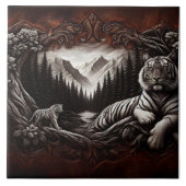 Majestueuze Bengaalse tijgers in een sereen boslan Tegeltje (Voorkant)