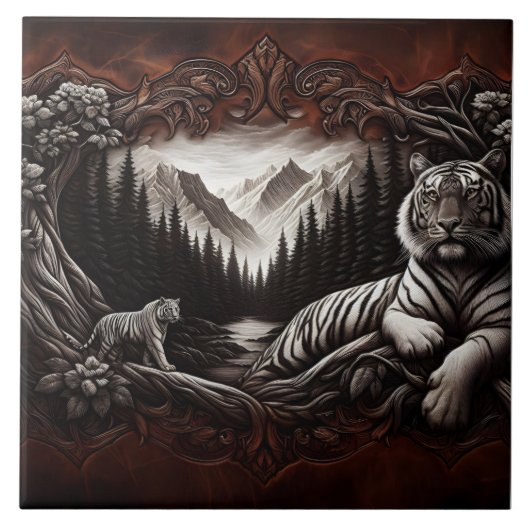 Majestueuze Bengaalse tijgers in een sereen boslan Tegeltje (Voorkant)