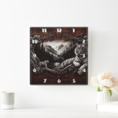 Majestueuze Bengaalse tijgers in een sereen boslan Vierkante Klok (Huis)