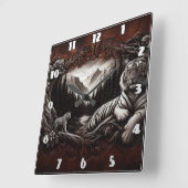 Majestueuze Bengaalse tijgers in een sereen boslan Vierkante Klok (Hoek)