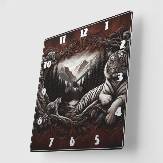 Majestueuze Bengaalse tijgers in een sereen boslan Vierkante Klok (Hoek)