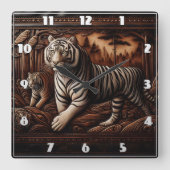 Majestueuze Bengaalse tijgers zwerven in dicht bos Vierkante Klok (Voorkant)