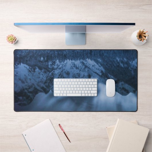Majestueuze berg Mangart reflectie Fusine meer Bureaumat (Kantoor 1)