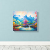 Majestueuze berg oase canvas afdruk (Insitu (Houten vloer))