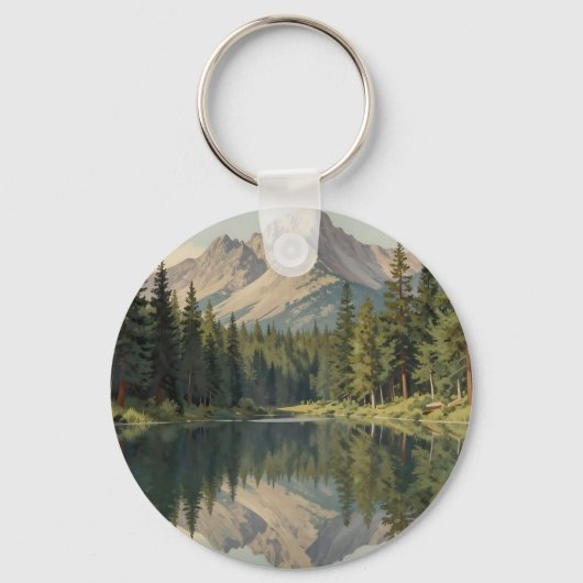 Majestueuze bergmeerreflectie sleutelhanger (Voorkant)