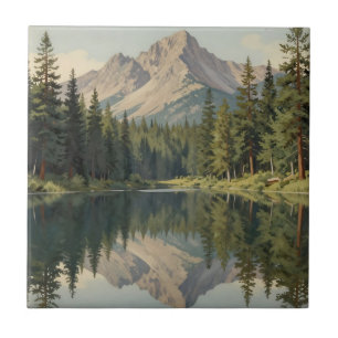 Majestueuze bergmeerreflectie tegeltje