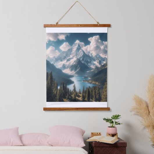 Majestueuze bergsereniteit hangend wandkleed (Slaapkamer)