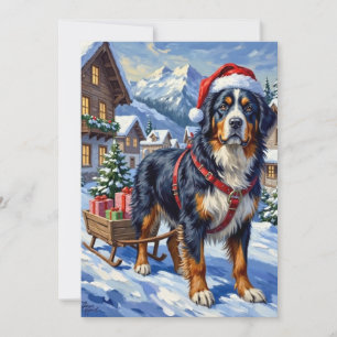Majestueuze Bernese Mountain Dog Alpen Kerst Feestdagenkaart