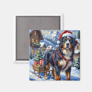 Majestueuze Bernese Mountain Dog Alpen Kerst Magneet