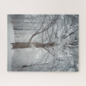 Majestueuze beukenboom in het winterbos legpuzzel (Horizontaal)