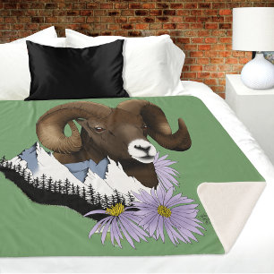 Majestueuze Bighorn Bruine Schaap Ram Groen Bergen Sherpa Deken