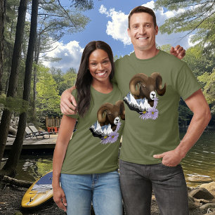 Majestueuze Bighorn Bruine Schaap Ram Groen Bergen T-shirt