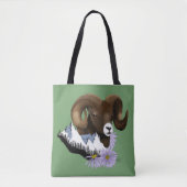 Majestueuze Bighorn Bruine Schaap Ram Groen Bergen Tote Bag (Voorkant)