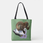 Majestueuze Bighorn Bruine Schaap Ram Groen Bergen Tote Bag (Achterkant)