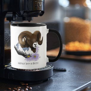 Majestueuze Bighorn Bruine Schaap Ram Groene Berg Mok