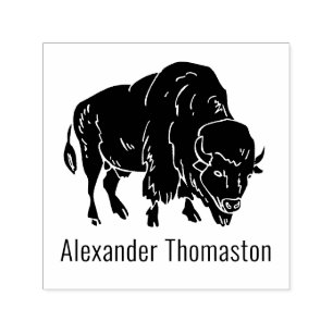 Majestueuze Bizon Buffalo Silhouet Naam Zelfinktende Stempel