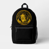 Majestueuze bizon in het berglandschap bedrukte rugzak (Voorkant)