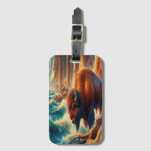 majestueuze bizon staat hoog bagagelabel (Voorkant (verticaal))