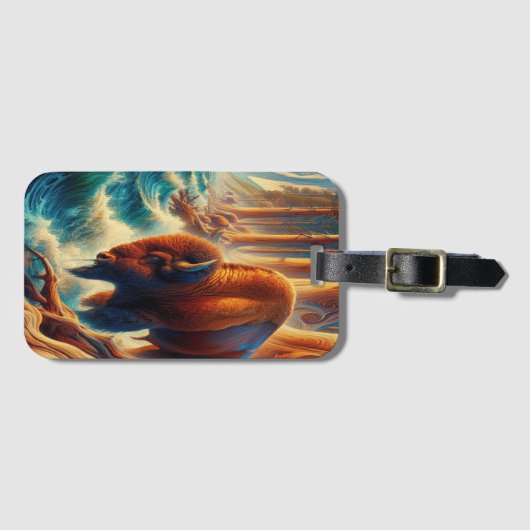 majestueuze bizon staat hoog bagagelabel (Voorkant (horizontaal))