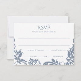 Majestueuze Bladeren RSVP Briefkaart | Stofblauw